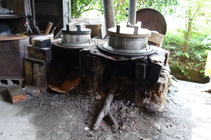Traditional firewood cooking stove still in use. Saijo, Ehime, Japan, 2014