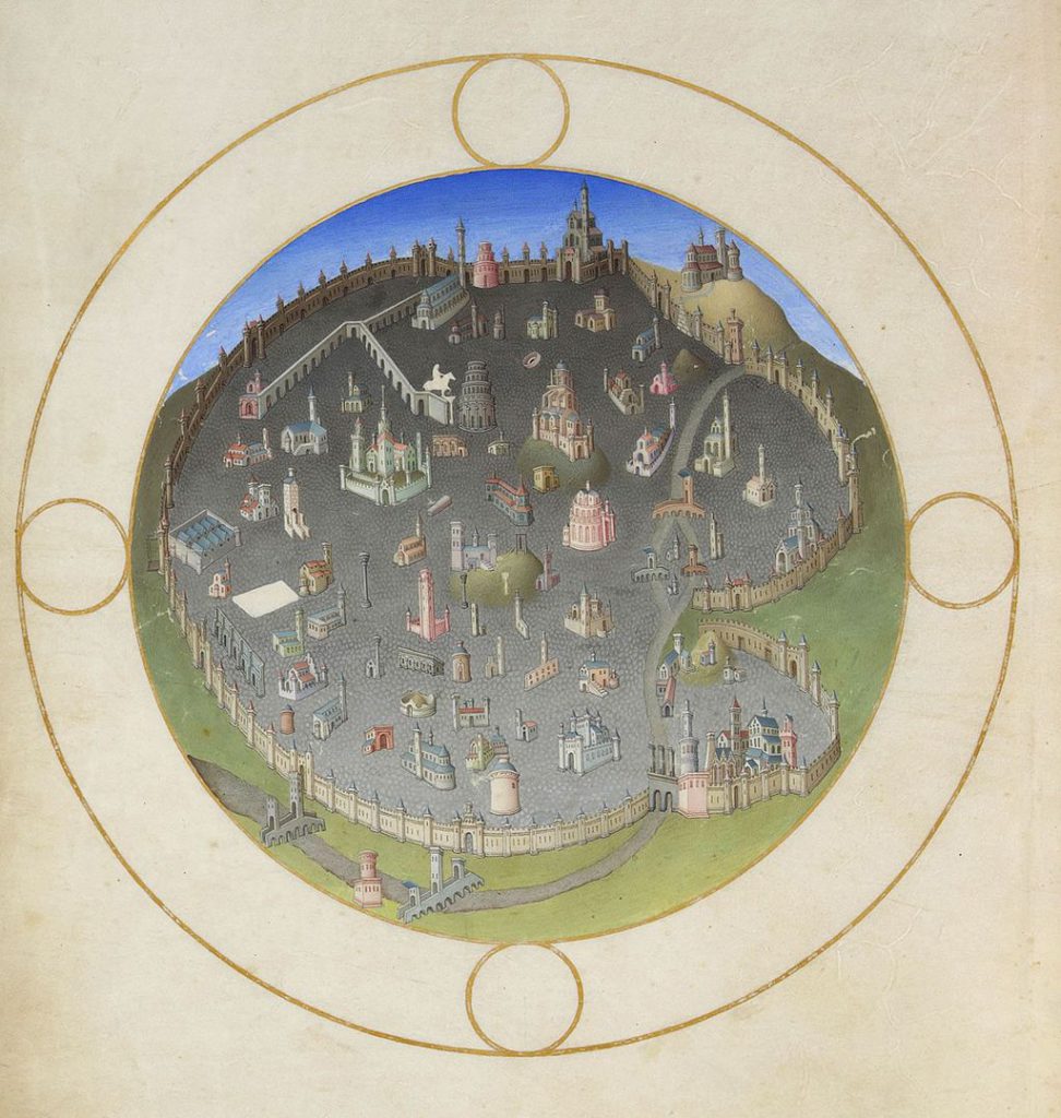 Medieval map of Rome (in Limbourg brothers 'Tres Riches Heures du Duc de Berry', c.1415)