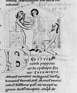Symeon being attacked by demons (Source: Wikiimedia Commons, Simeon_of_trier.JPG)
